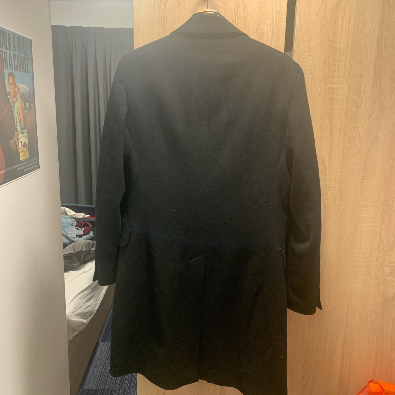 Mango black overcoat in size small. - Depop