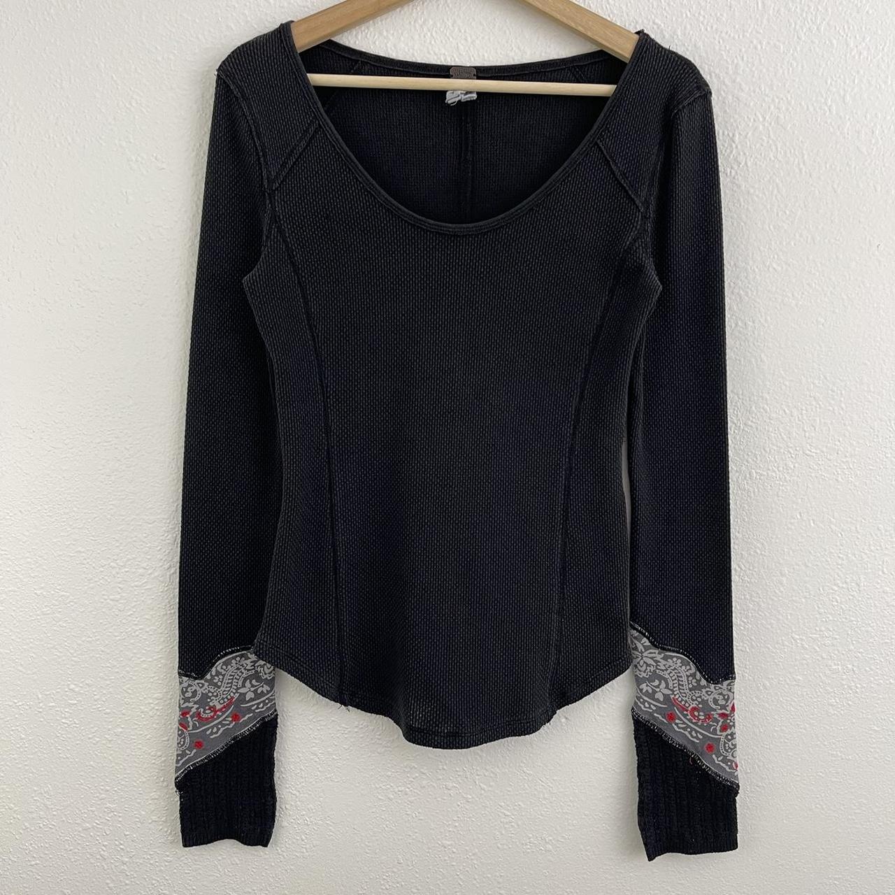 FREE PEOPLE Black Bandana Cuff Crochet Sleeve Depop