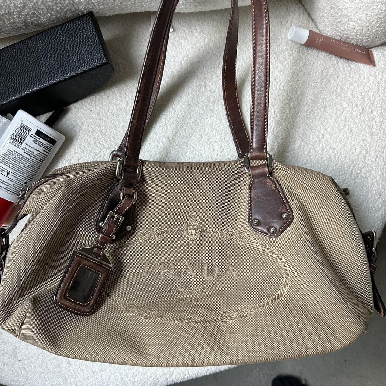 Adorable Vintage Prada Jacquard Logo Shoulder Bag. Depop