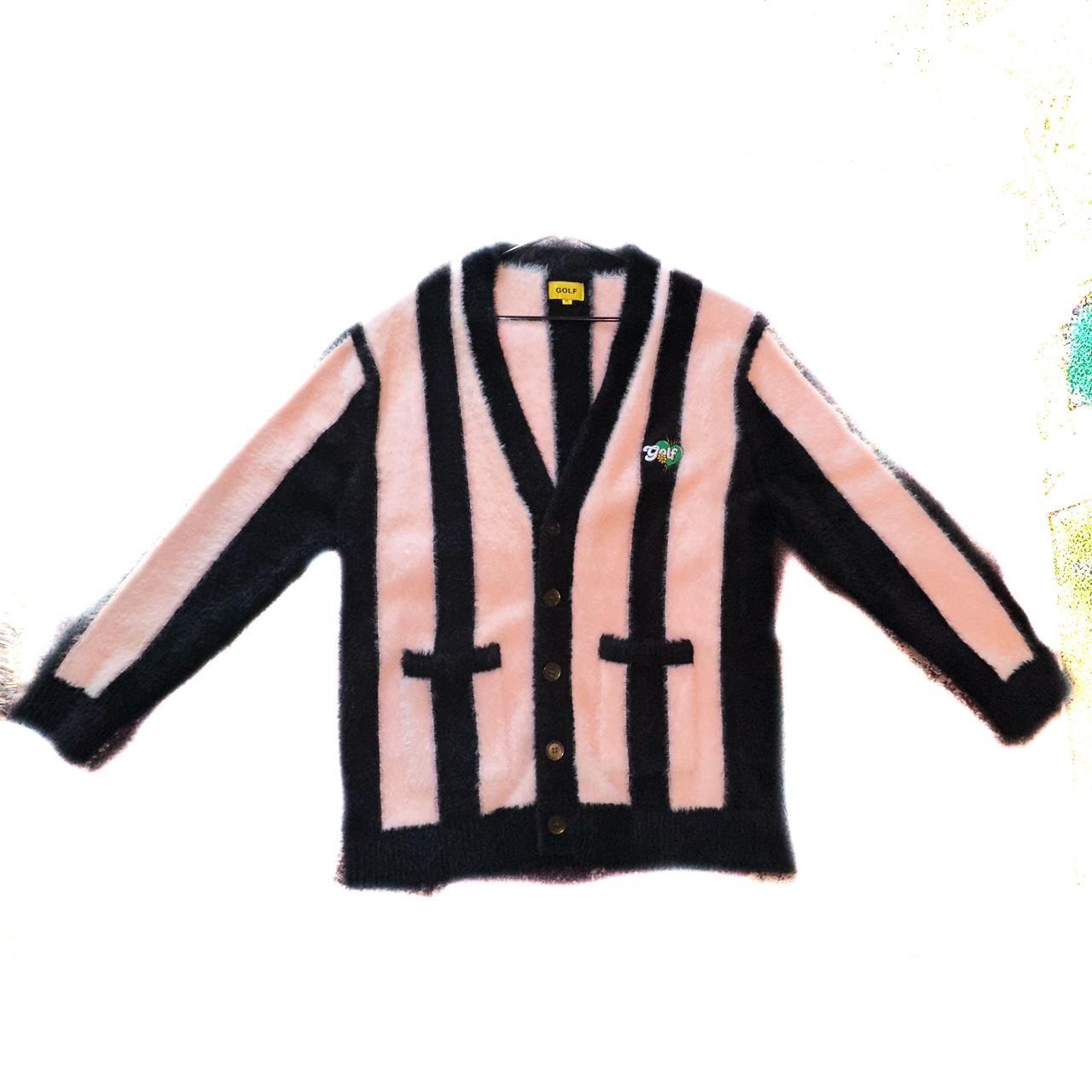 Golf Wang Black/Pink Striped Mohair Cardigan, Love...