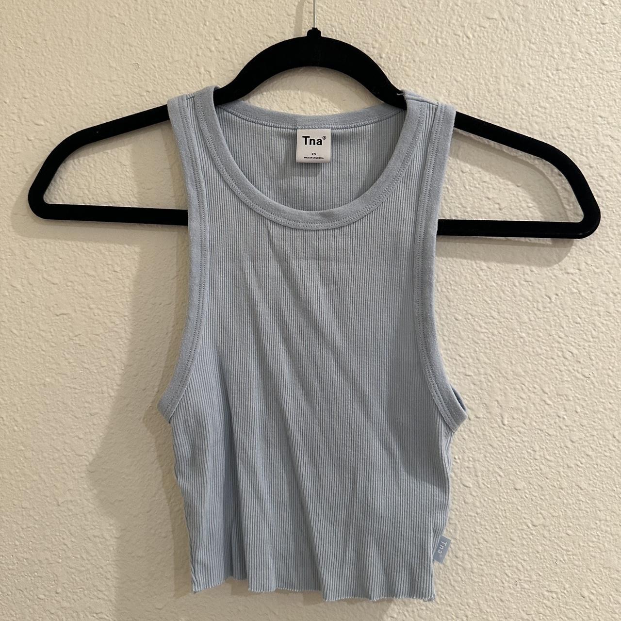aritzia tna baby blue cropped tank top Depop