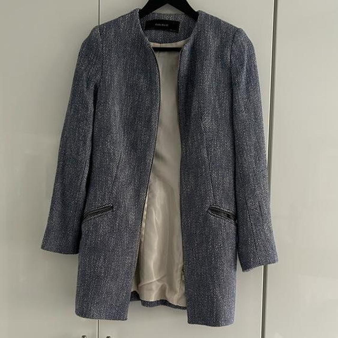  Blue and White Zara coat Size Small linned... Depop