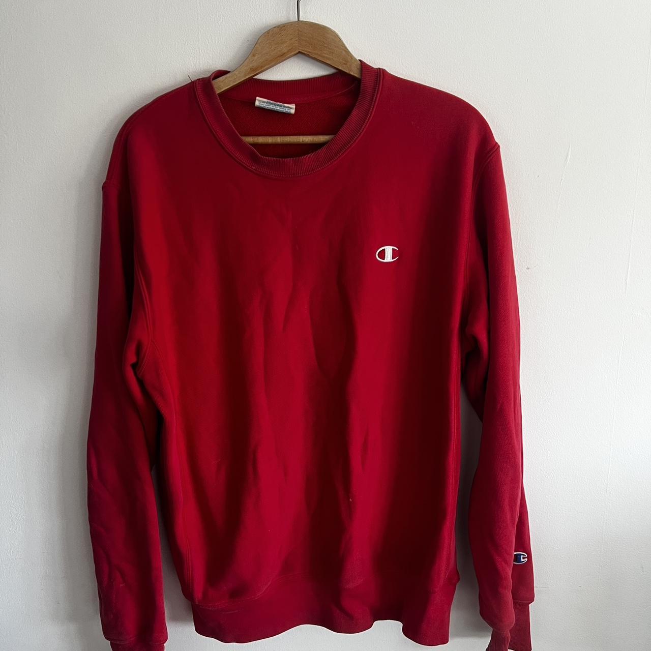 Champion jumper - red Size medium Good condition - Depop