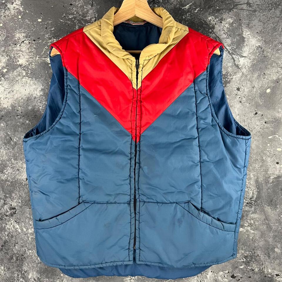 Vintage 80's Sears puffer vest Great colors Fits... - Depop