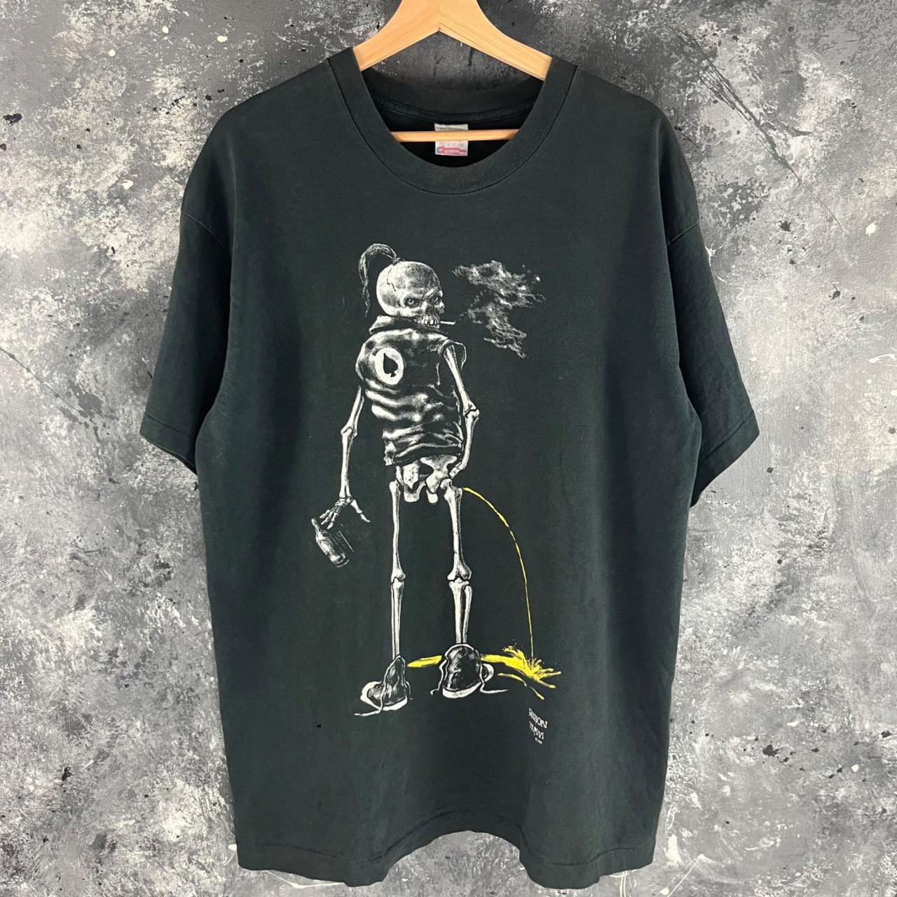 Vintage 1991 Skeleton Grunge shirt Fashion Victim... - Depop