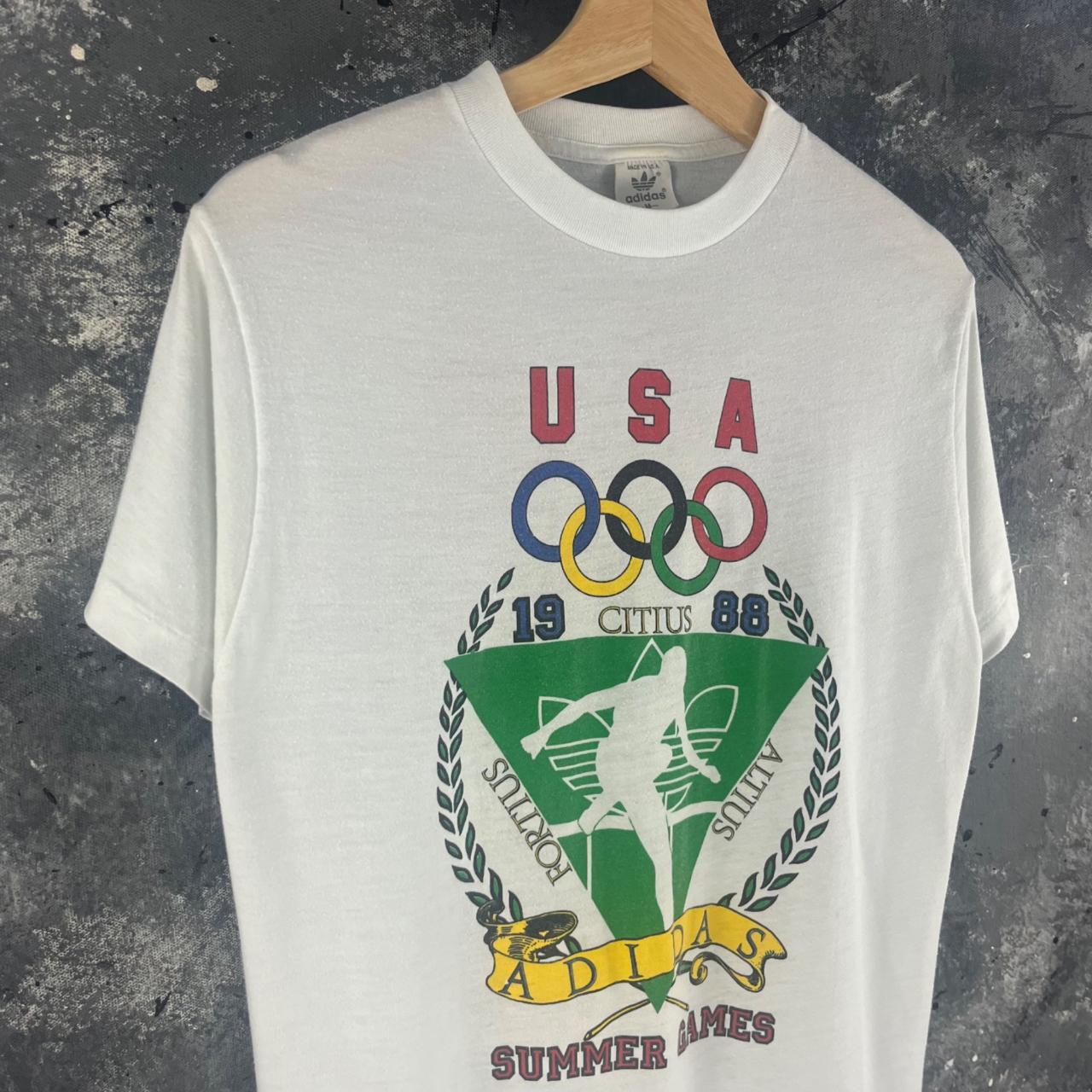極美品　adidas 1988 ARCHIVE SERIES 復刻　ビーチシャツ Vintage 1988 Adidas Olympics shirt Beautiful colors | Depop
