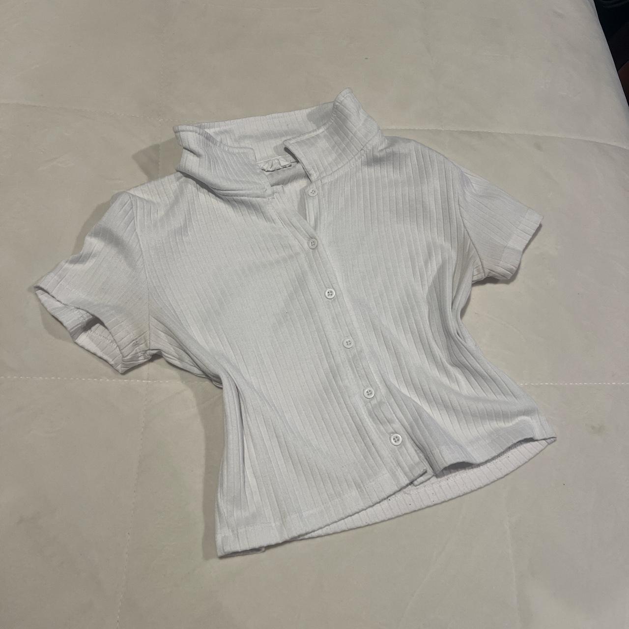 COTTON ON white collared crop top size S - Depop