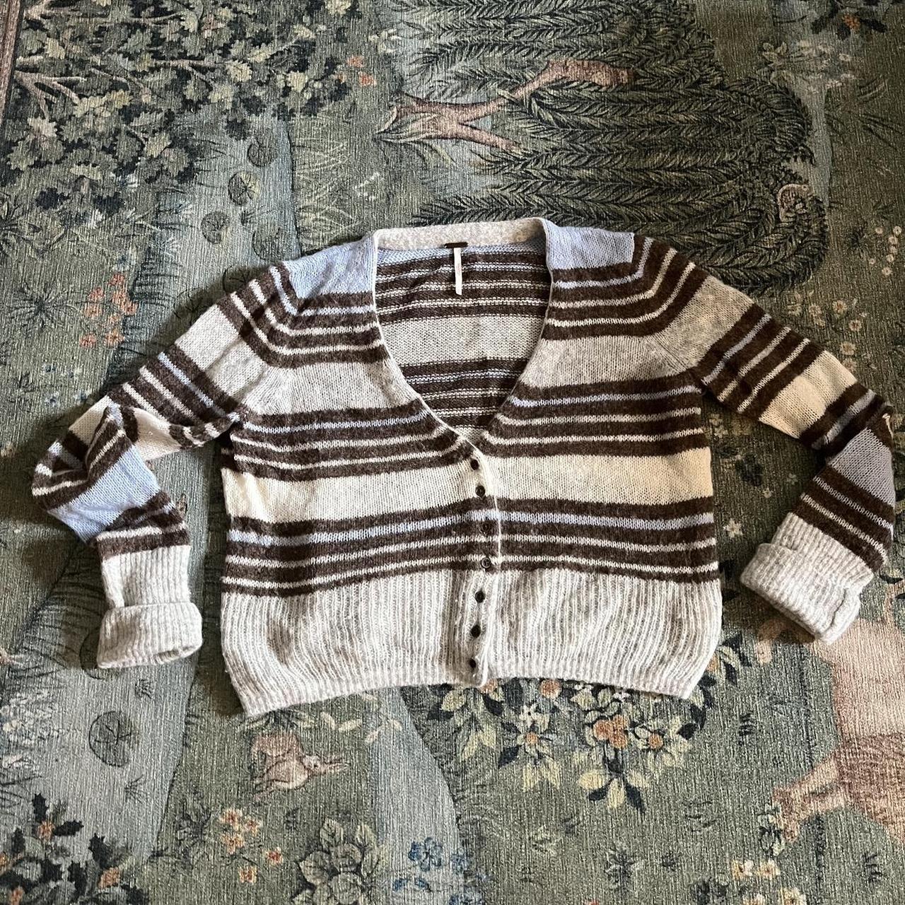 Free people striped cardigan Size xs oversized. Depop