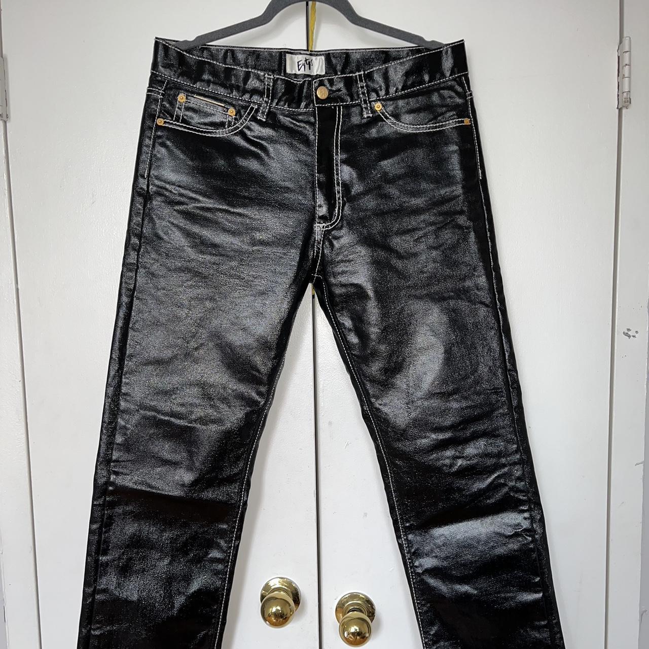 Voltage Denim Coated Slim Fit Jeans Mens Blue Black