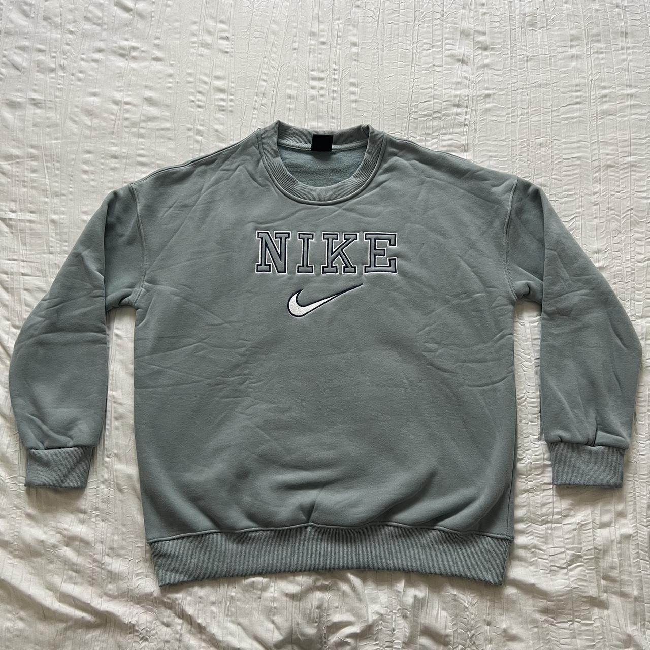 Vintage Nike Sweatshirt - Baby Blue Size Medium -... - Depop