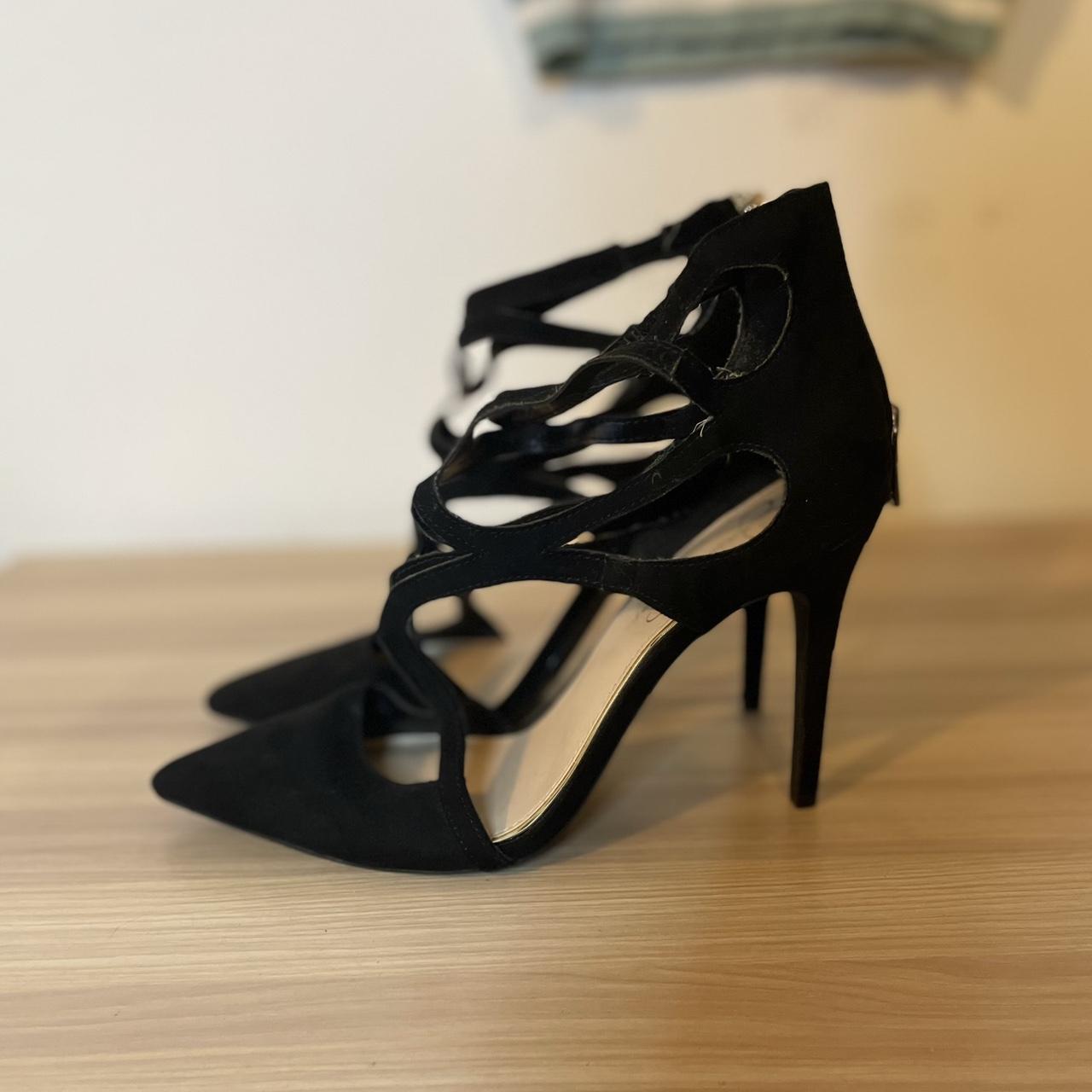 Jessica simpson black strappy heels best sale