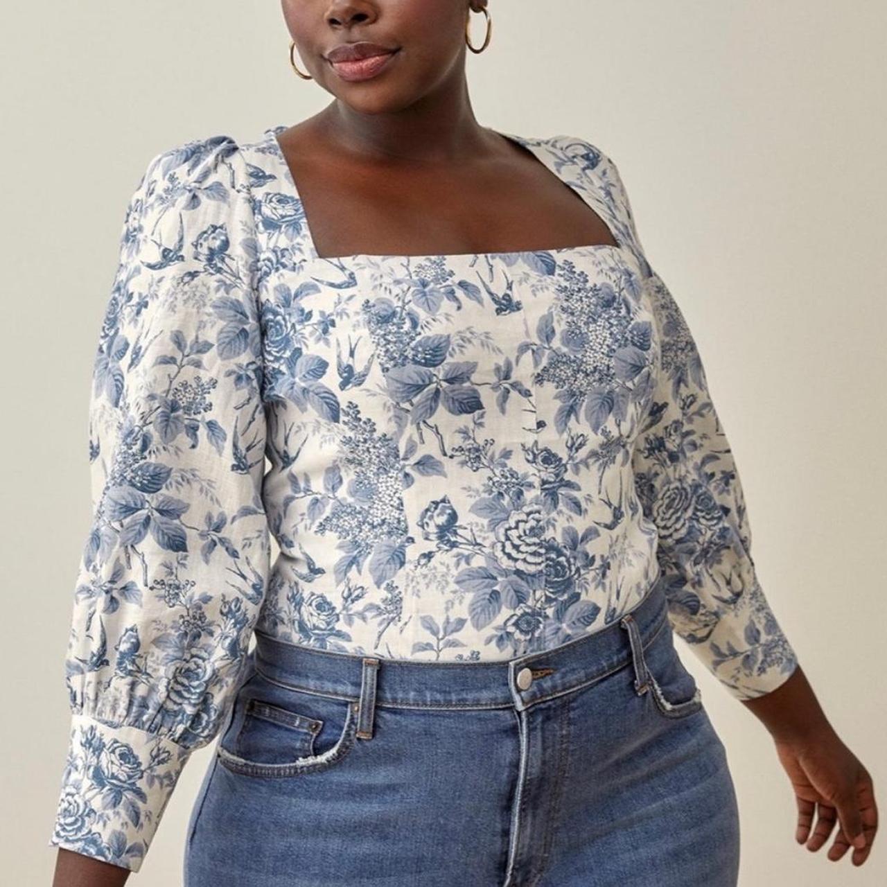 reformation blue top