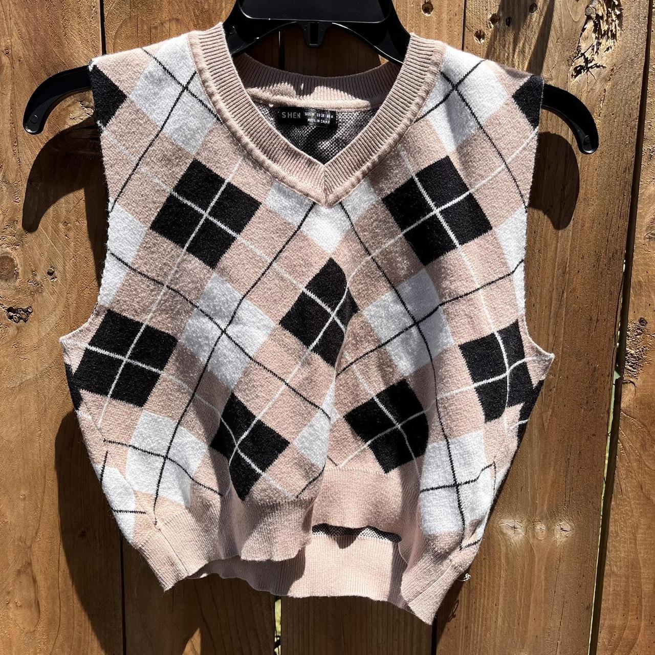 Argyle Shein Brown Vest Shein Womens Argyle Print Round Neck