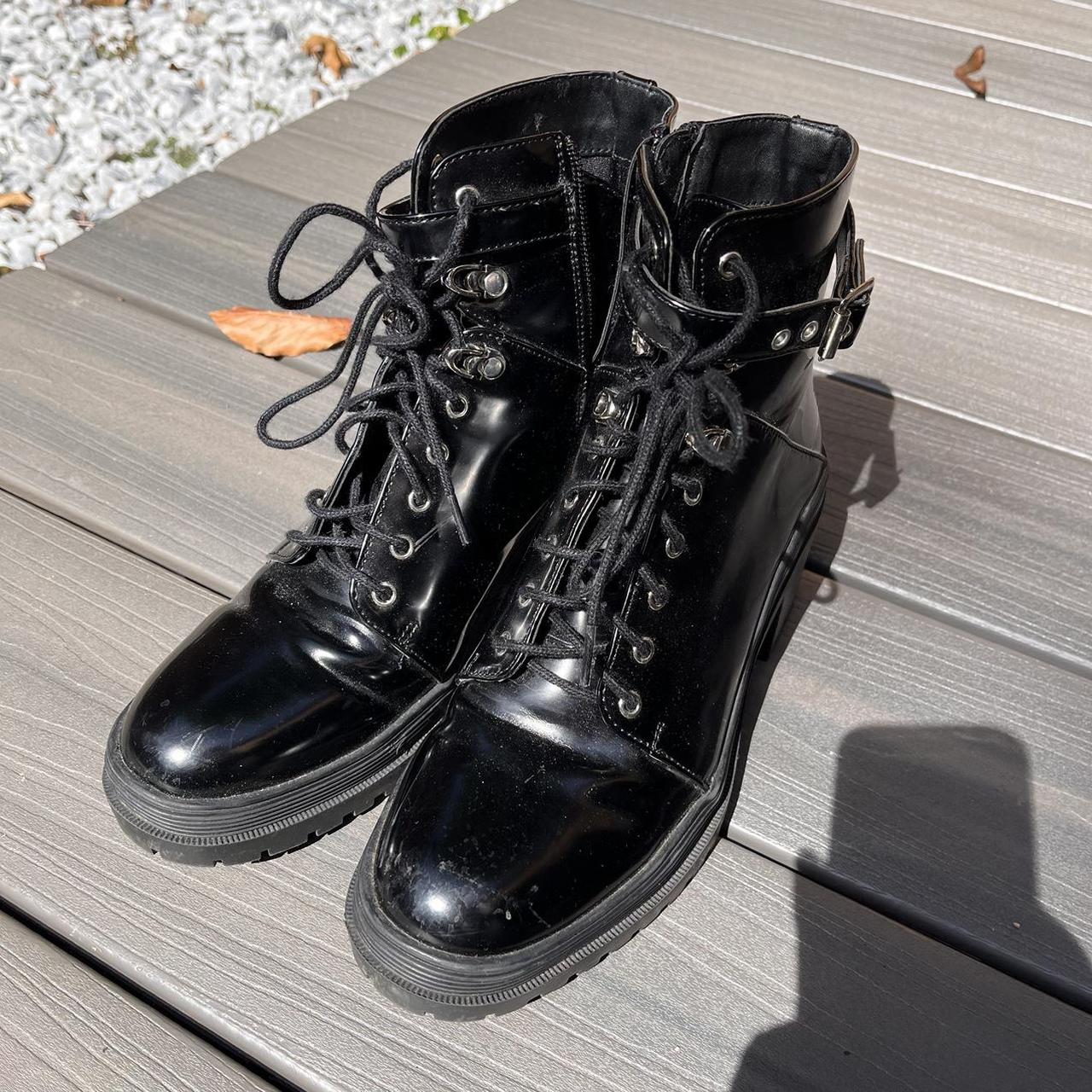 Forever 21 Black lace up combat boots with buckles