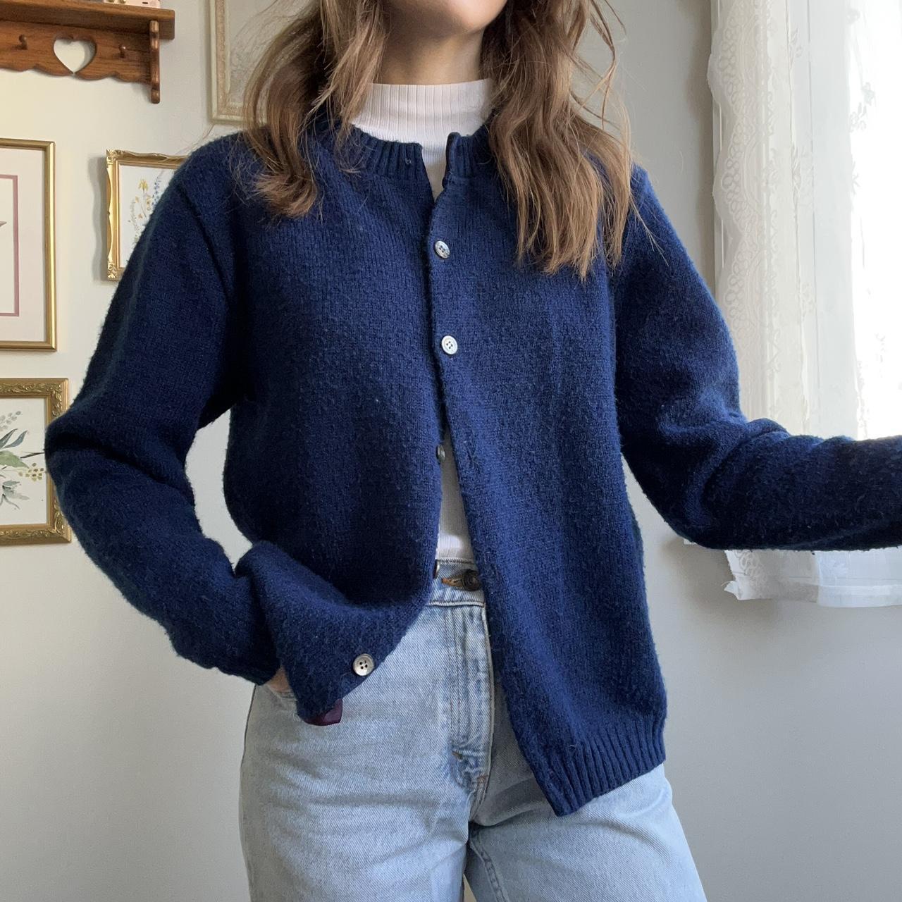 - 1970s Navy Blue Cardigan - Lovely & Warm Navy... - Depop