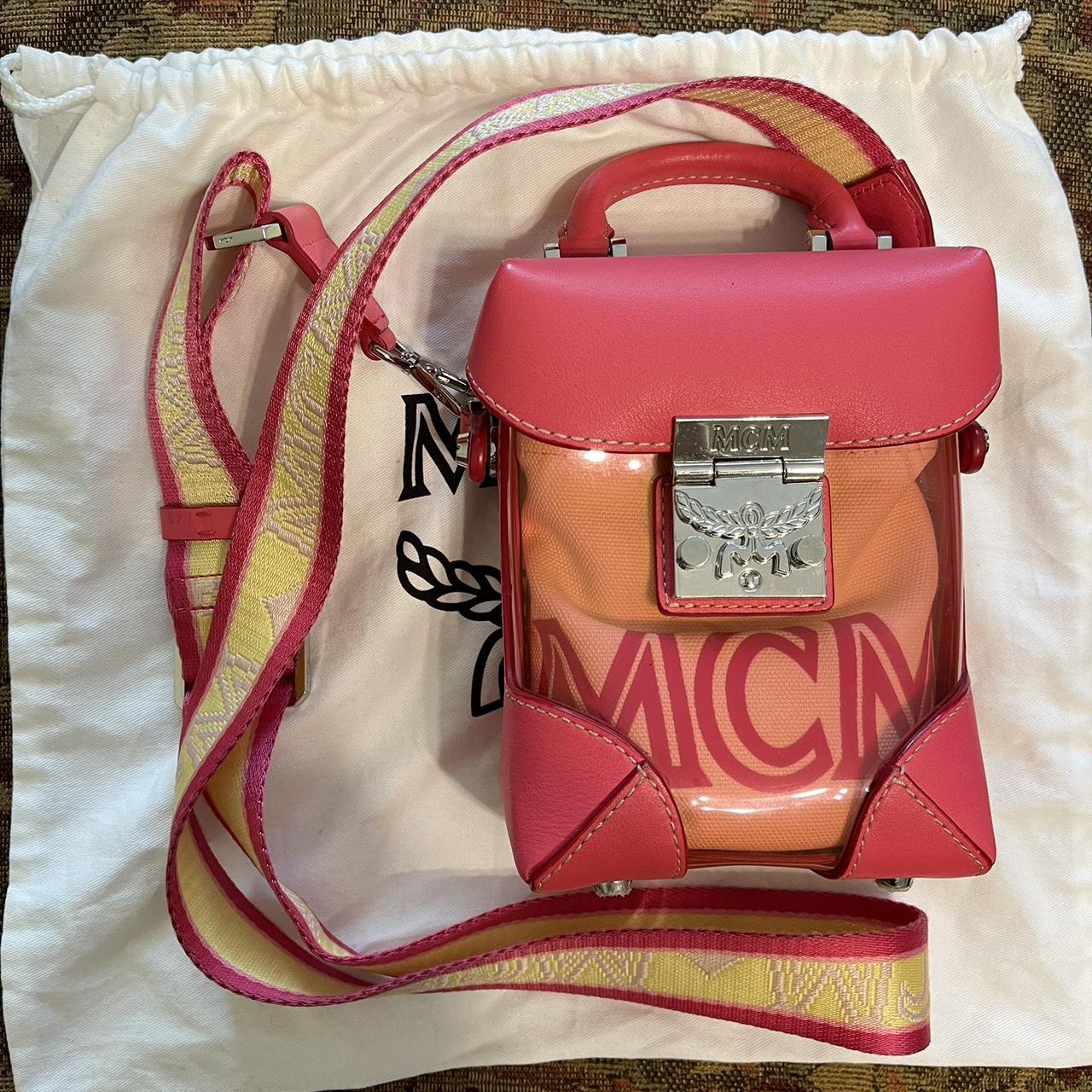 MCM Women's Teaberry Pink Berlin Mini Transparent Crossbody Bag