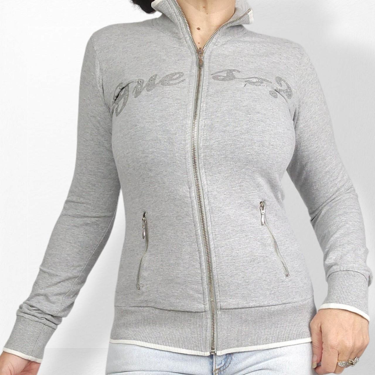 Vintage guess Y2K long sleeve grey zip up Depop