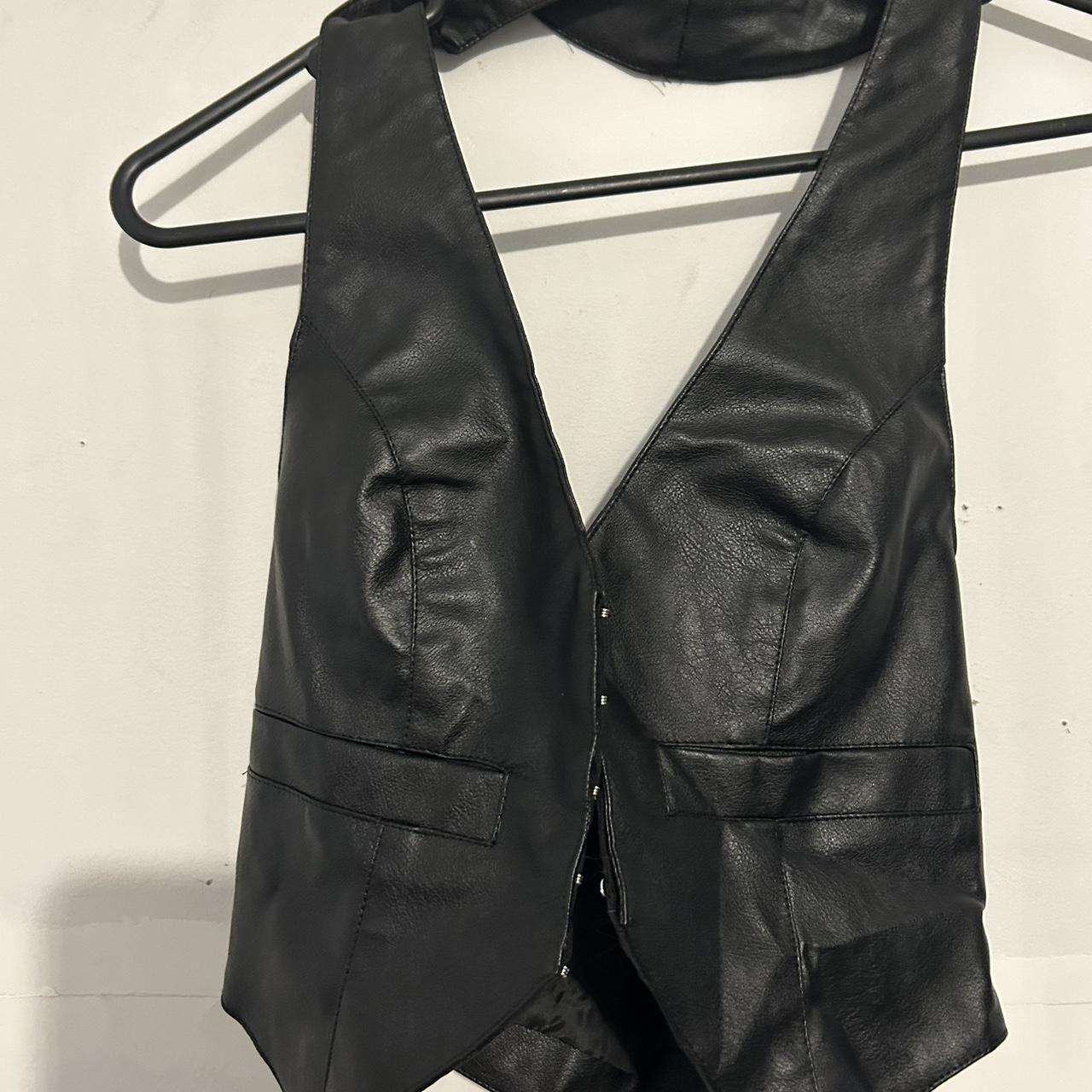 Peppermayo leather halter neck vest. Never worn,... - Depop