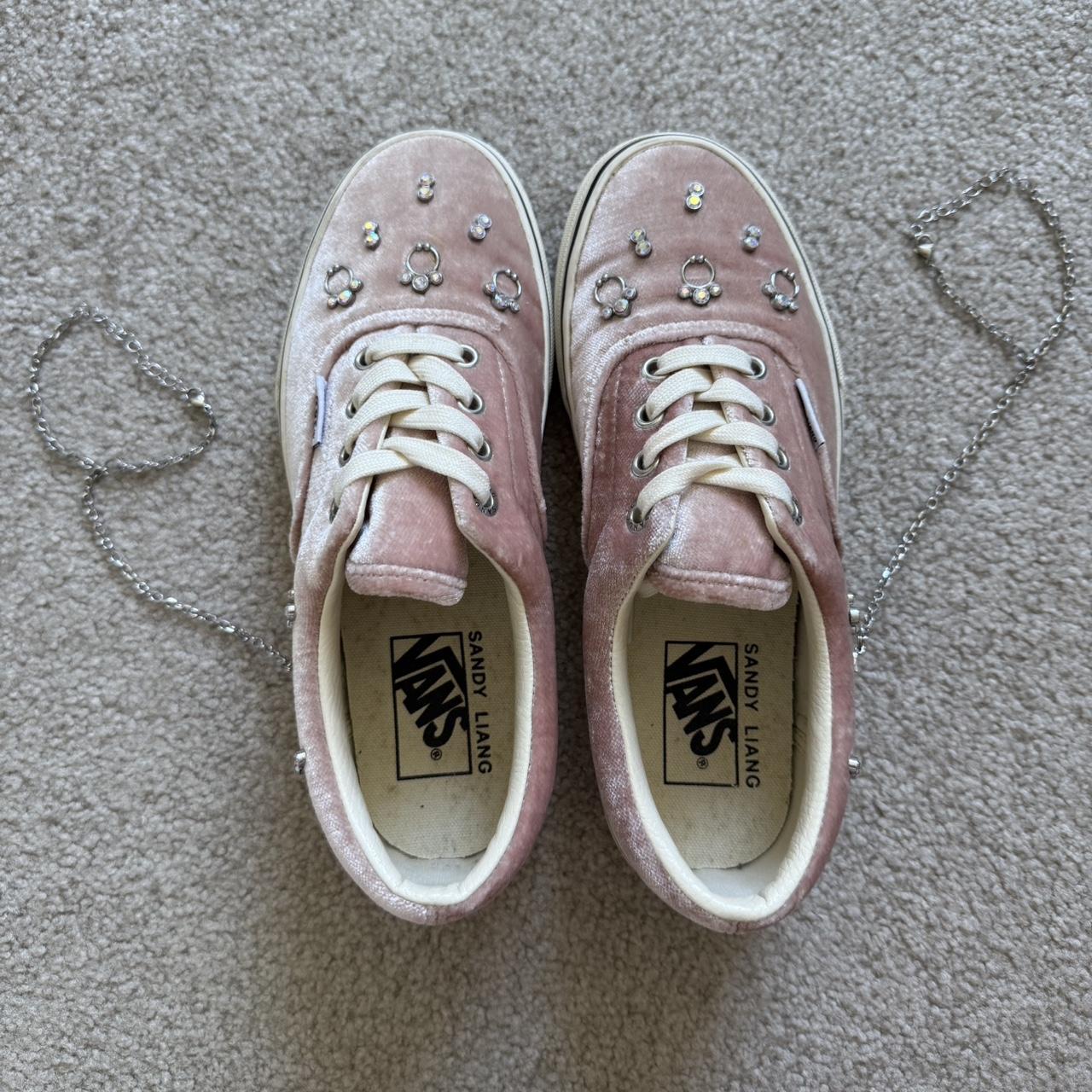 Pink velvet Vans x Sandy Liang with silver Depop