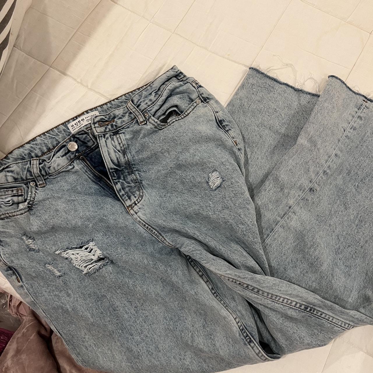 Primark size 10 wide leg jeans I wore low waisted... - Depop