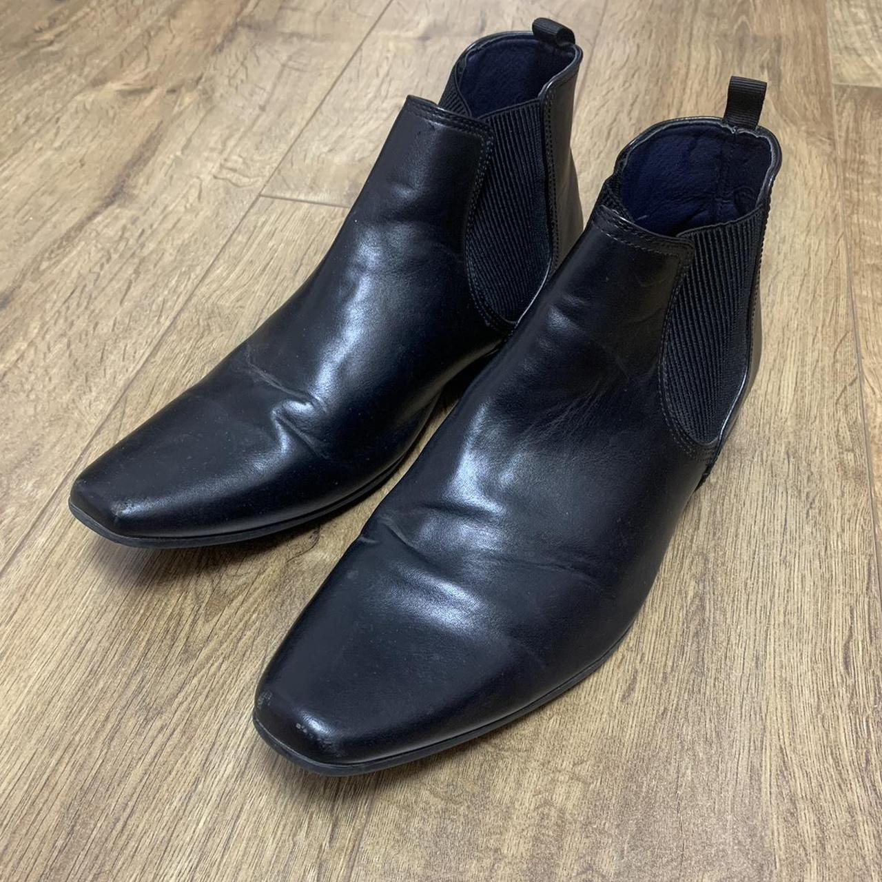 Black shiny Chelsea boots / burton menswear London... - Depop