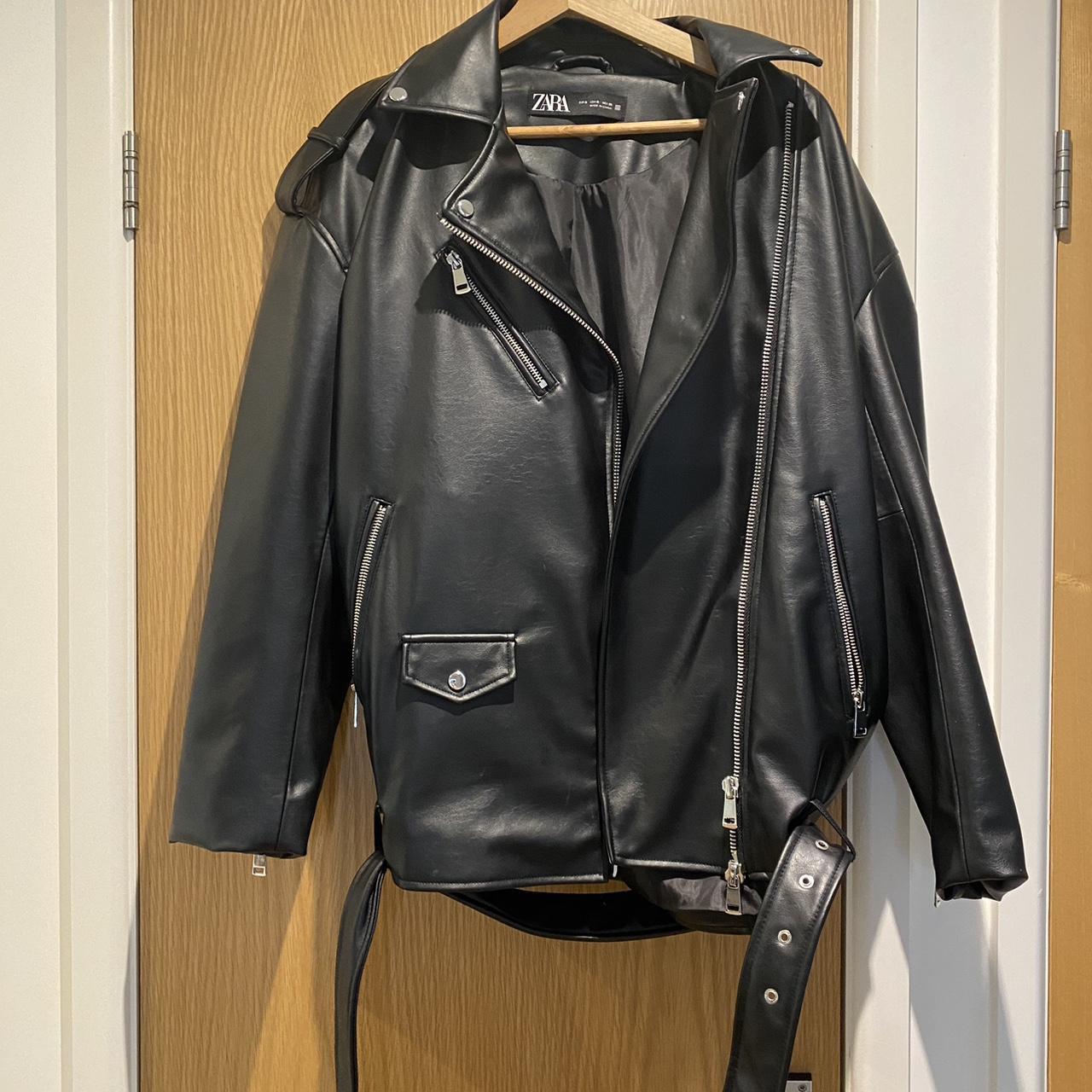 Zara longline oversized biker jacket #zara... - Depop