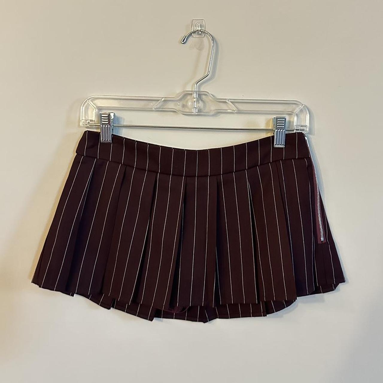 Black Stretch Woven Low Rise Pleated Micro Mini Skirt