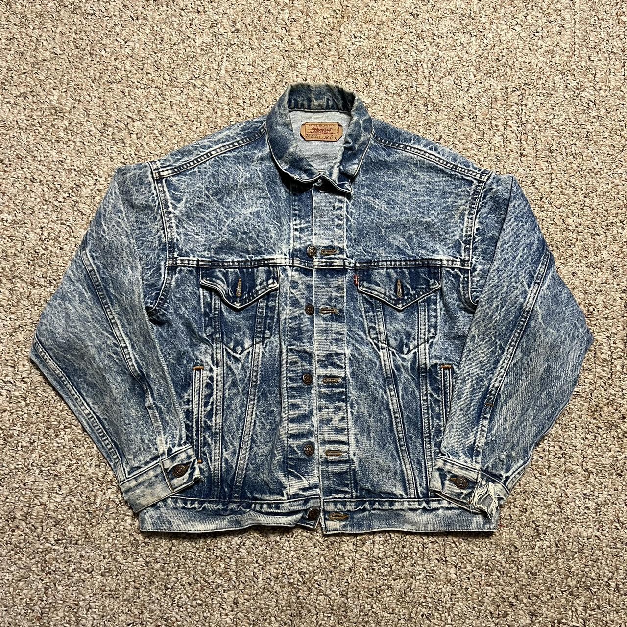 vintage made in usa levi’s denim jacket awesome acid... - Depop