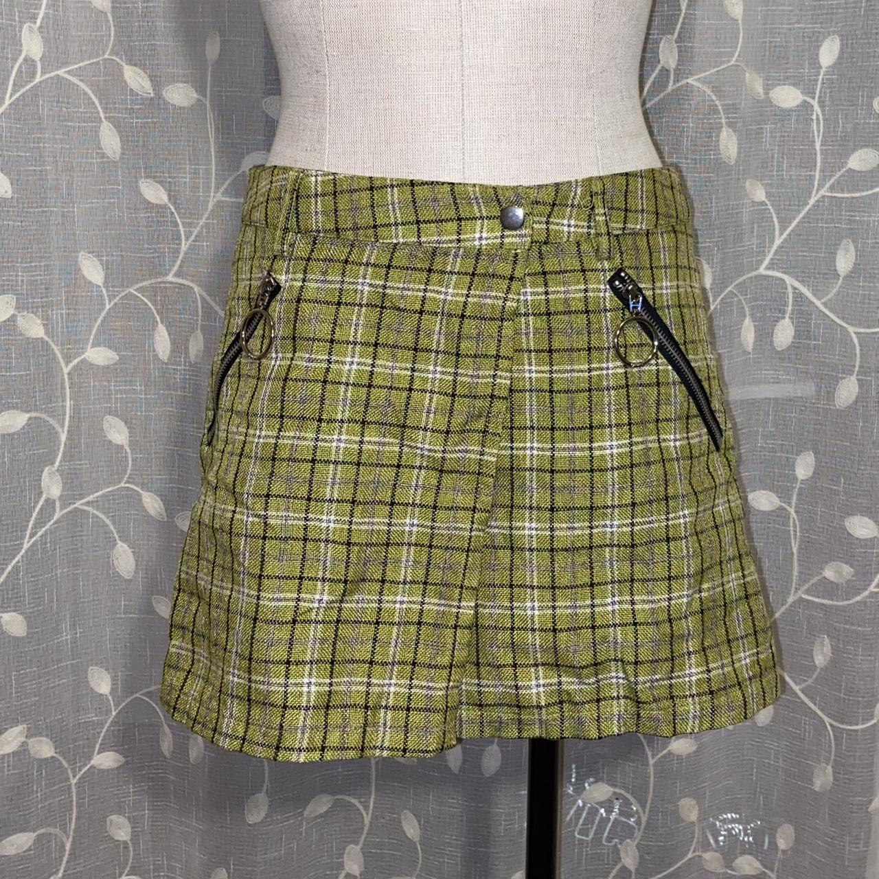 Unif green clearance plaid skirt