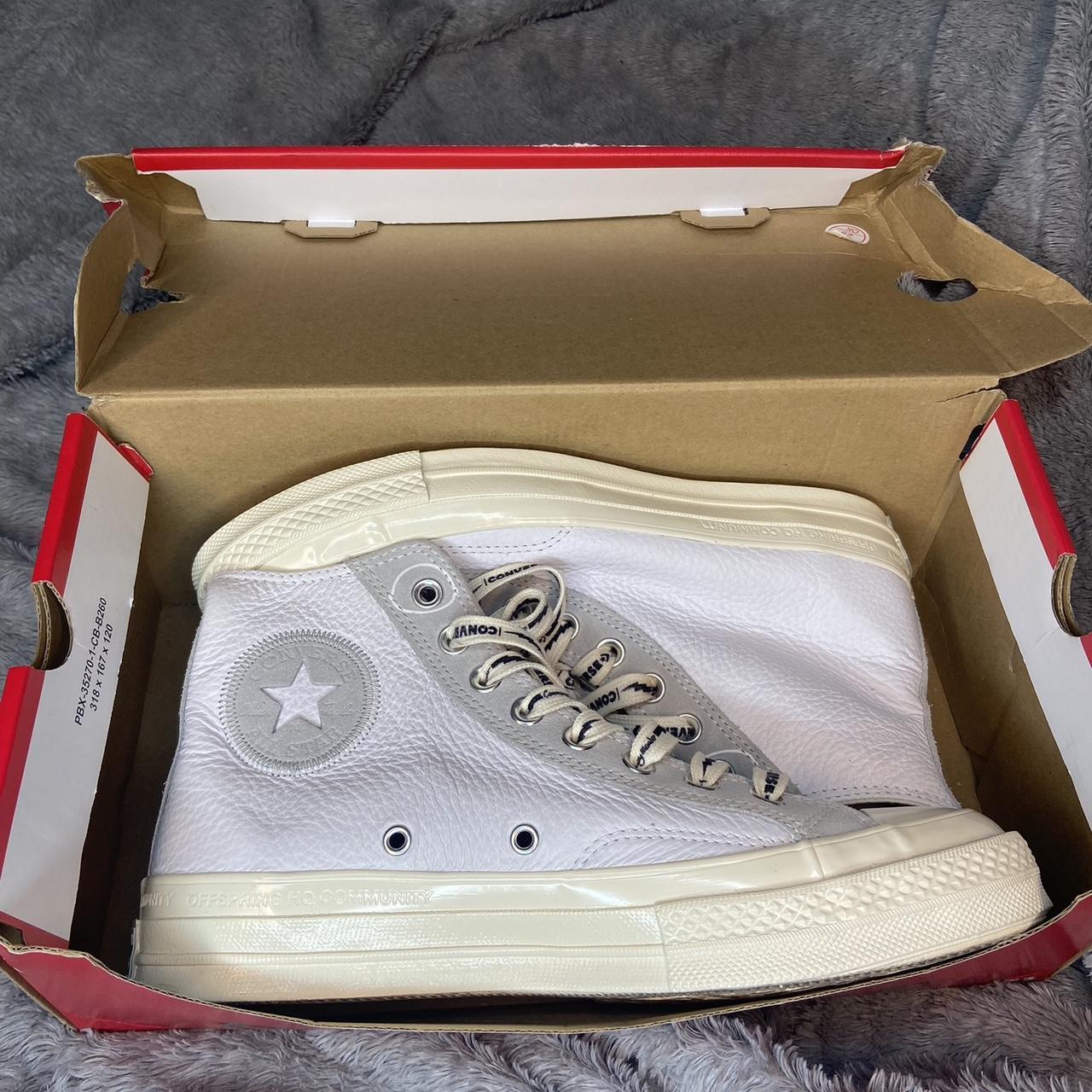 Converse Women's White and Grey Trainers | Depop