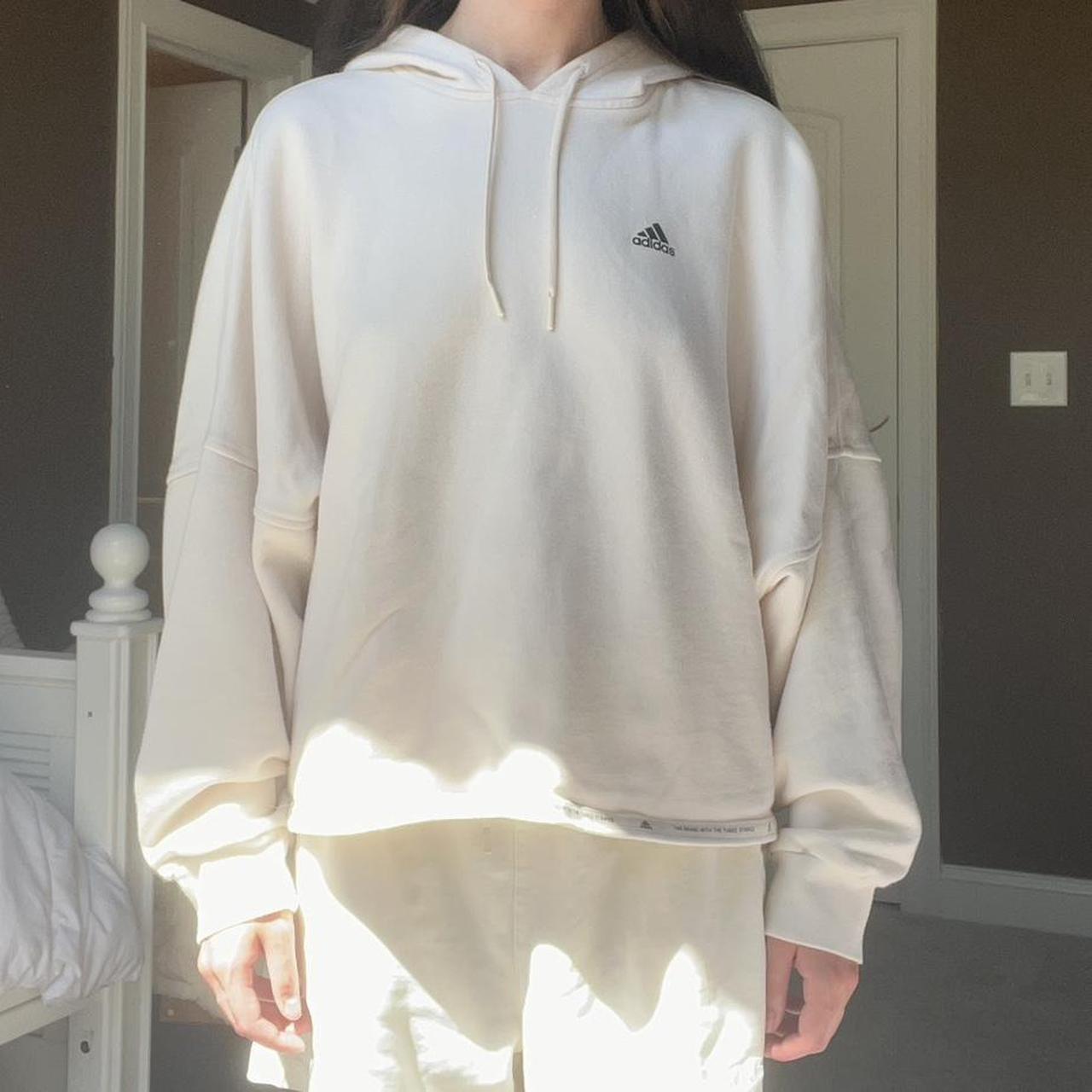 Cropped Adidas hoodie Cream color, “The brand