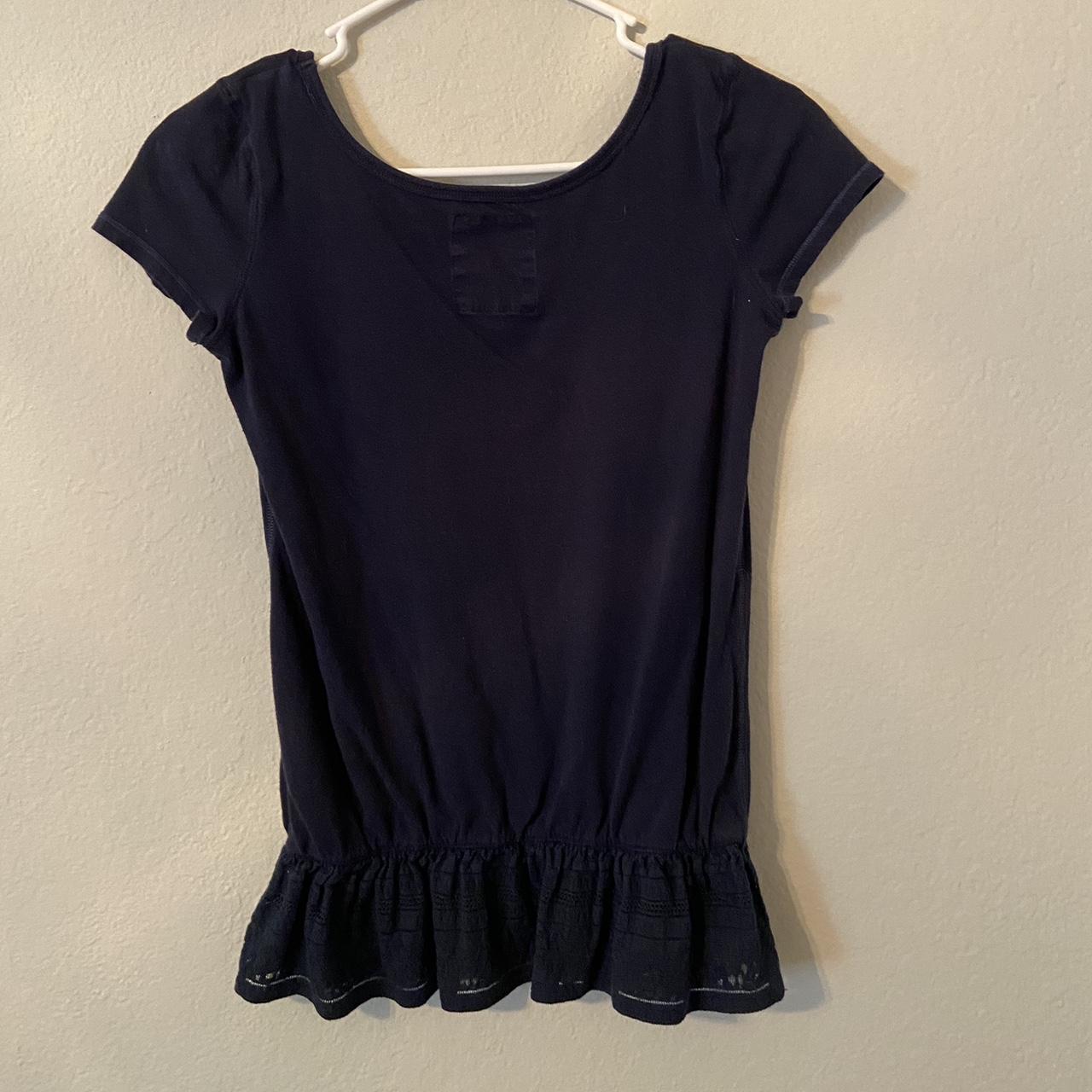 Early 2000s/ y2k Hollister peplum ish navy blue top... - Depop