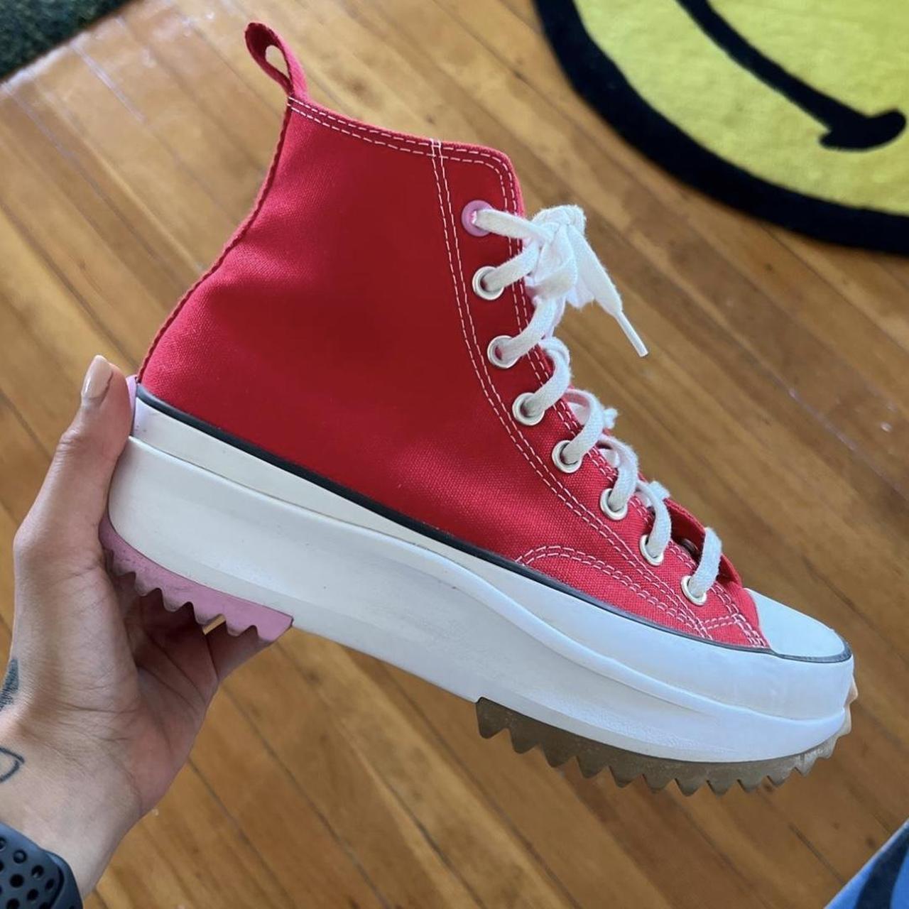 Gently worn Converse Run Star Hike in red with peony Depop