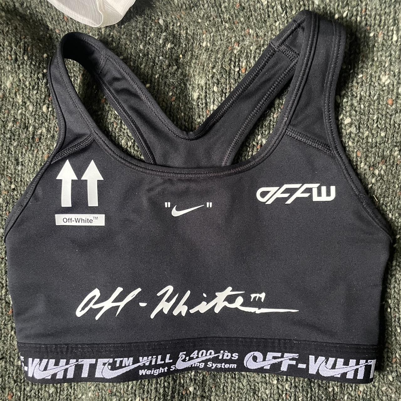 off white black sports bra