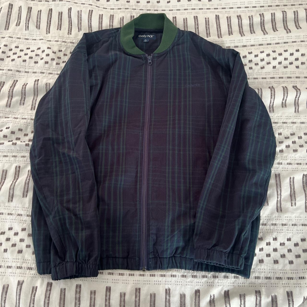 Only NY Plaid Bomber Jacket MENS SIZE LARGE Feel... - Depop