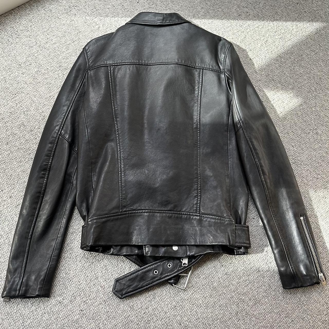 All Saints Biker Leather Jacket Small fits medium... - Depop