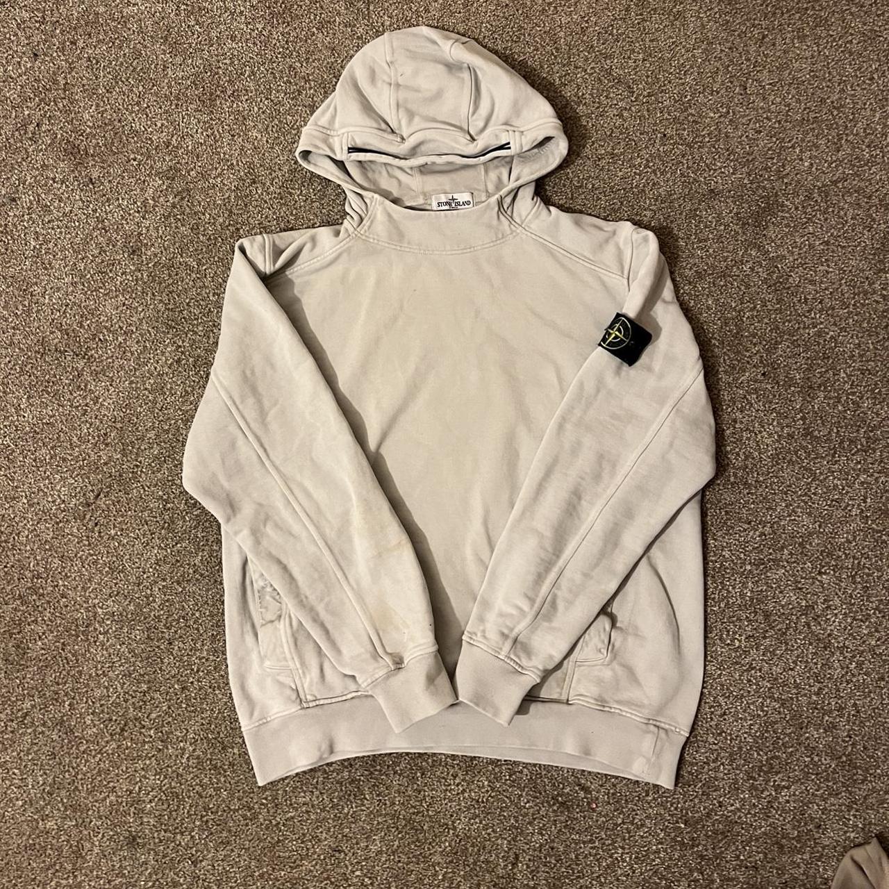 Stone Island white hoodie ⚪️ Size: XL Condition: Used... - Depop