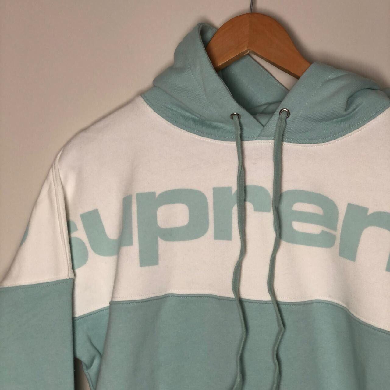 Supreme Blocked Hoodie Ice Blue FW17 SIZE Medium... Depop