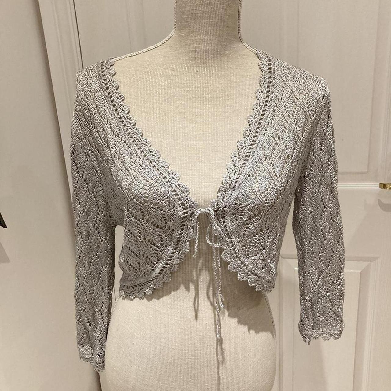Women's Silver Cardigan Depop