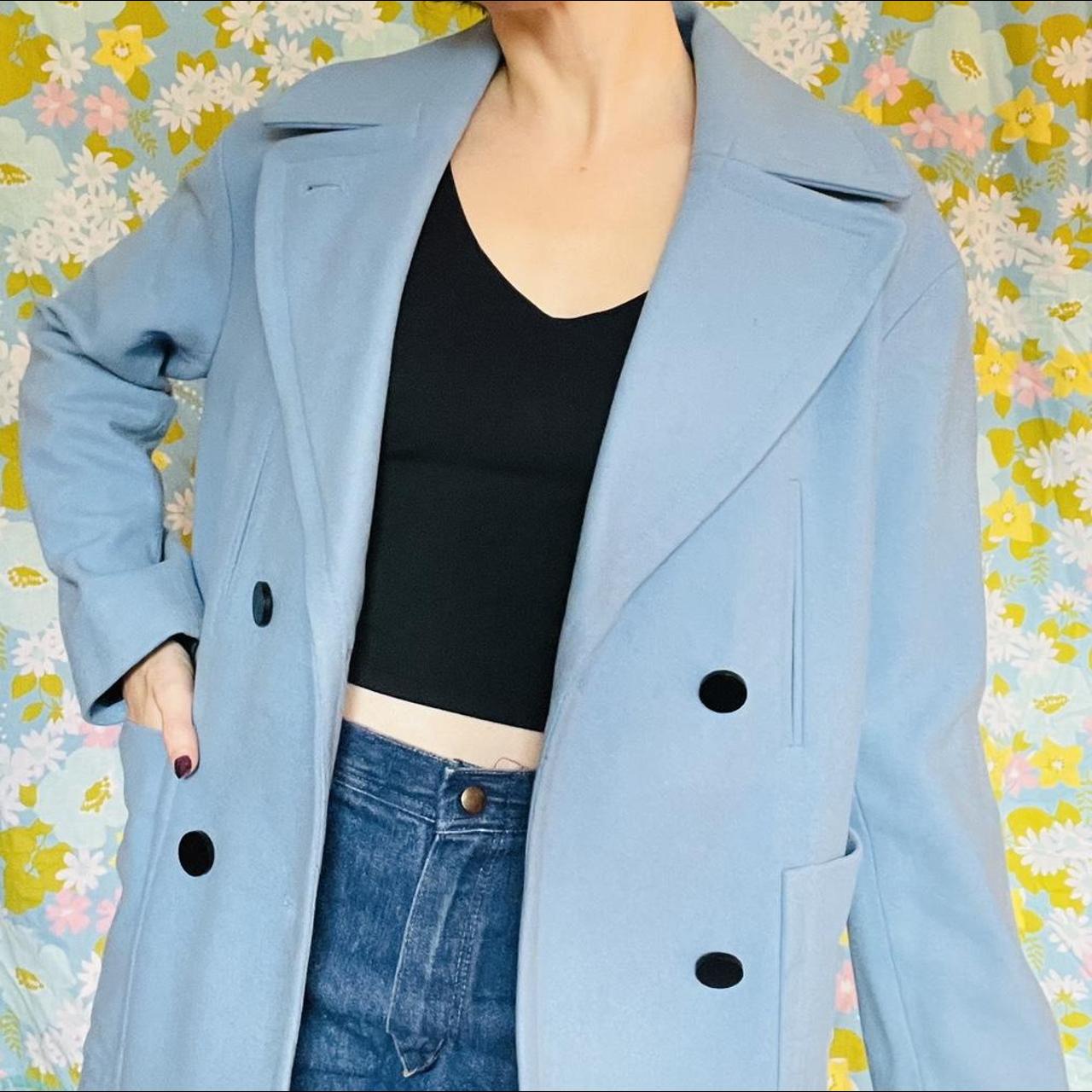 Modern Club Monaco light blue italian wool peacoat... Depop