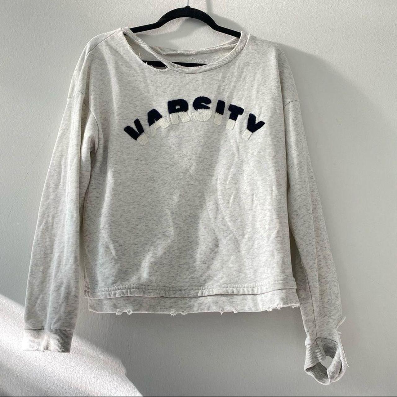 Honey Punch Varsity Distressed Sweatshirt size S