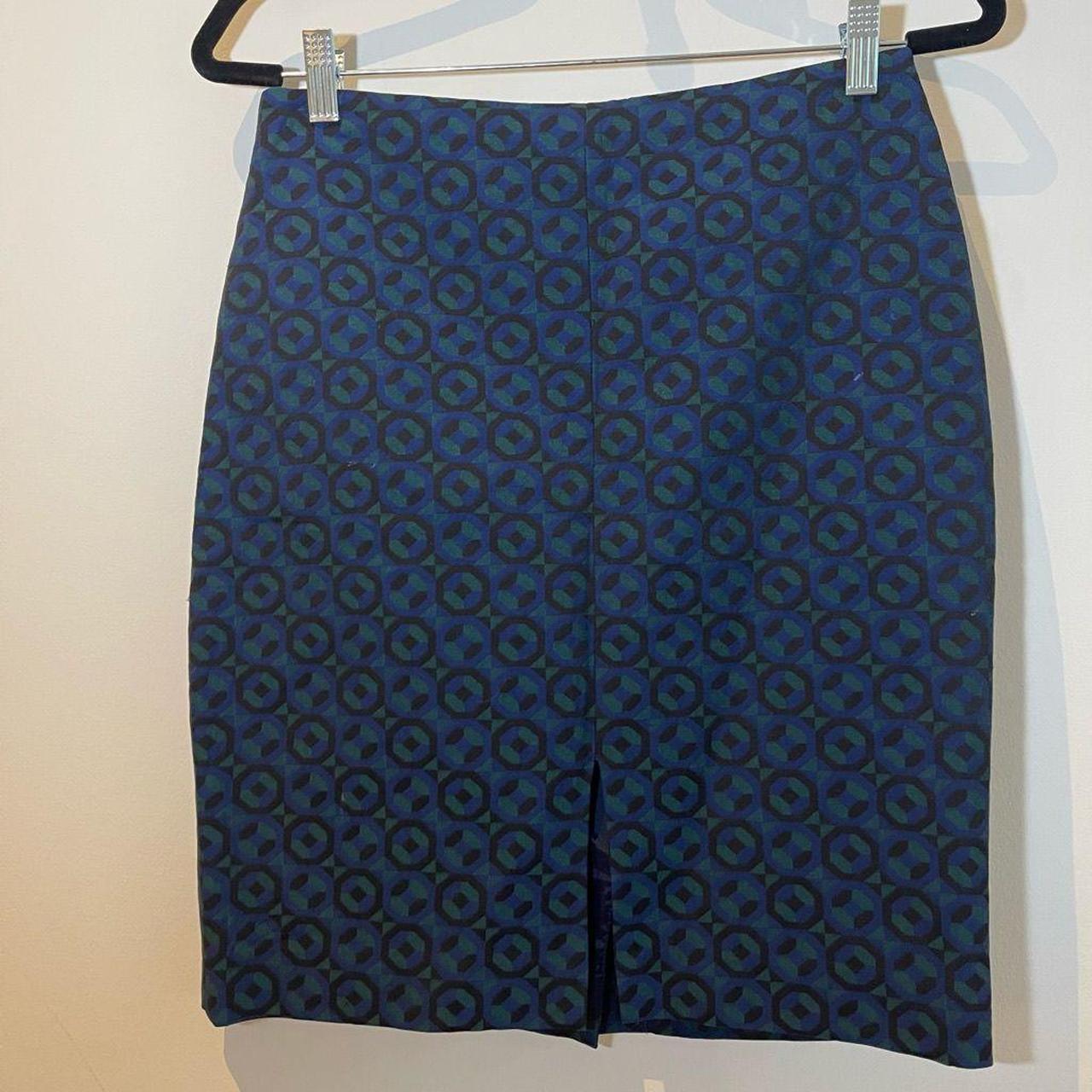 Boden Black & Blue Geo PrintPencil Skirt -... - Depop