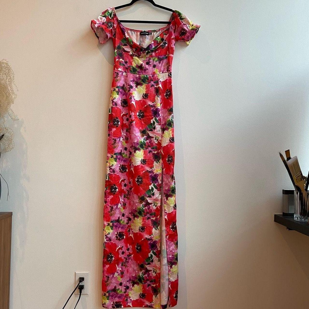 NWOT Pretty Little Thing Multi Floral Satin Depop