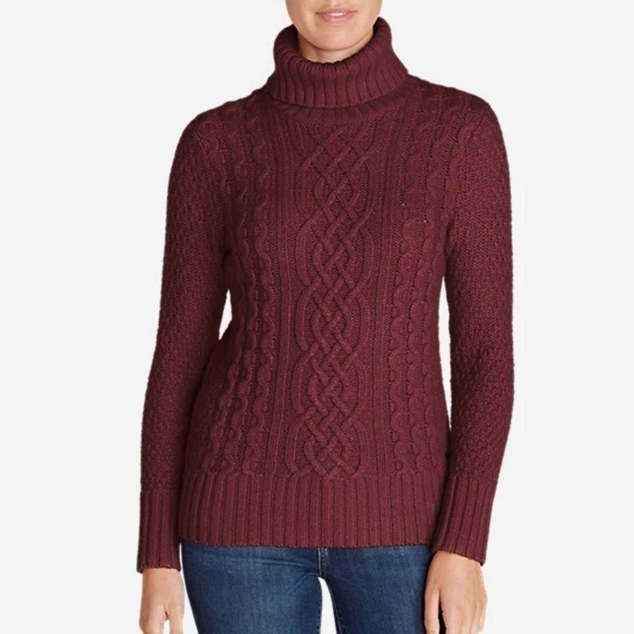 Eddie Bauer Faded Red Cable Fable Turtleneck Wool... - Depop