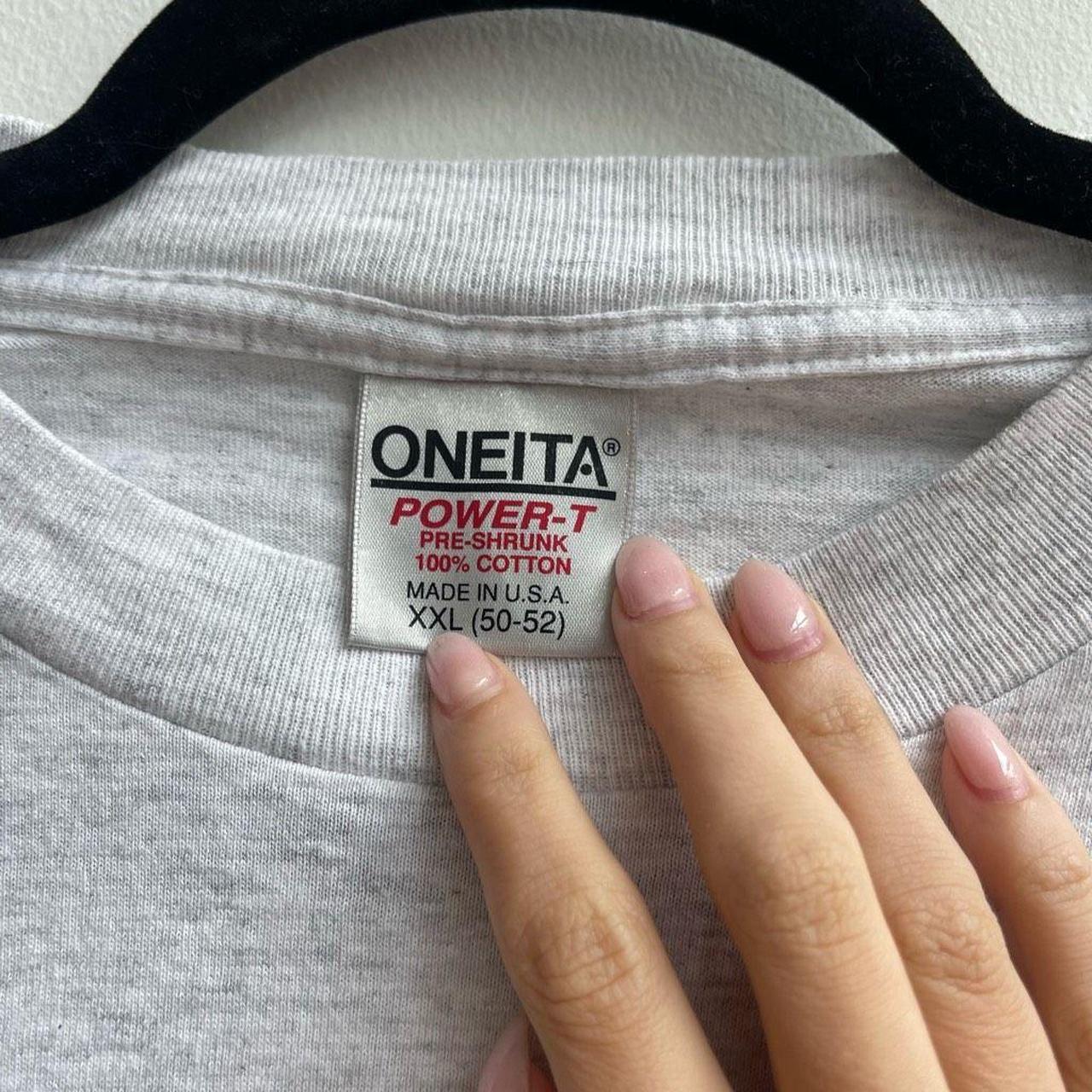 Oneita Power T Men's Gray Pre-Shrunk Raychem Vintage...