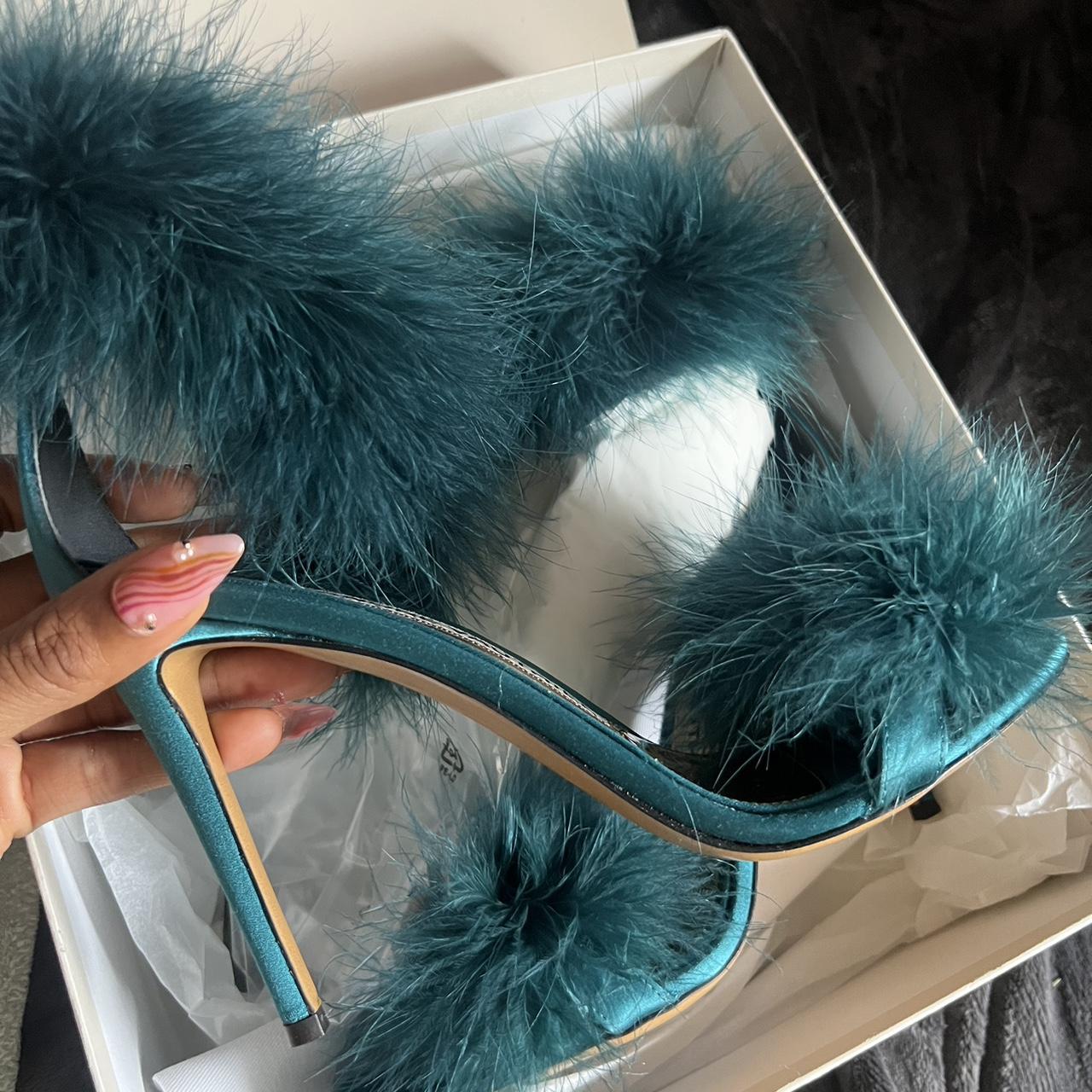 Teal Alexander Vauthier Fur Heels Size BRAND NEW 40... Depop