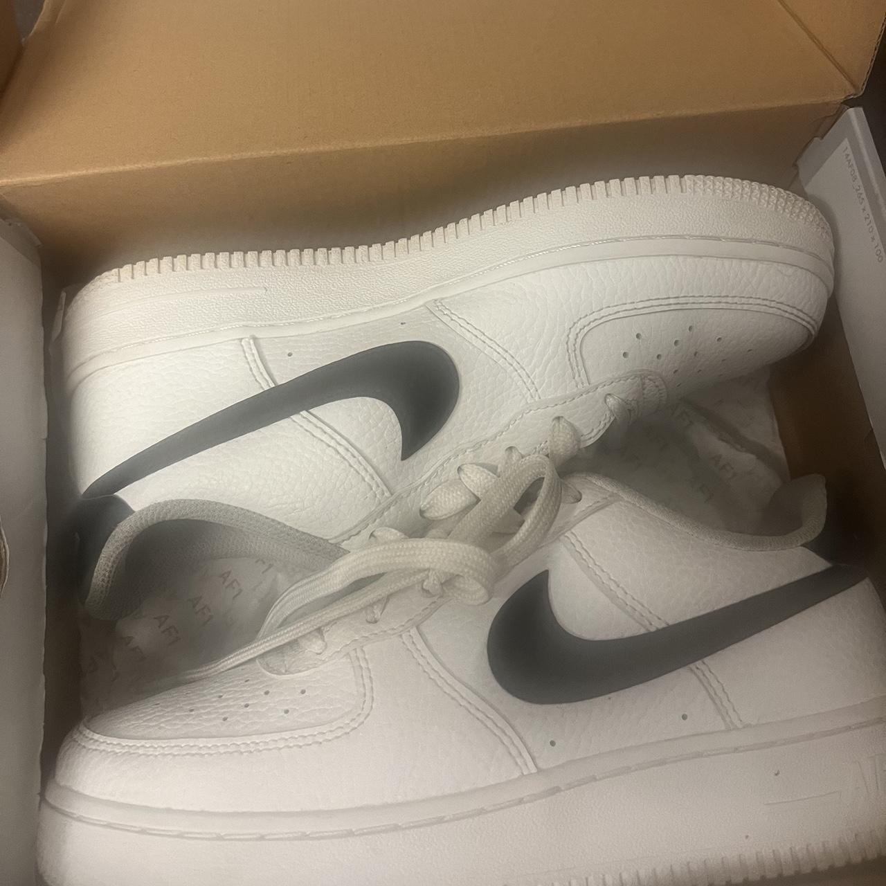 BLACK AND WHITE AIRFORCE. NIKE AIRFORCES SIZE 4.5.... - Depop