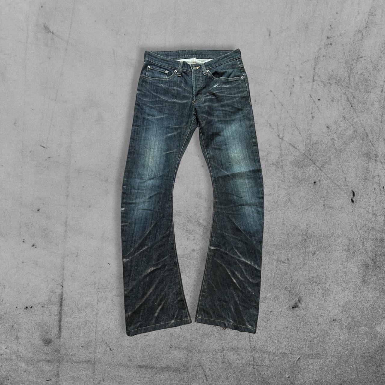 Japanese Vintage 90s Archive flared banana cut jeans... - Depop