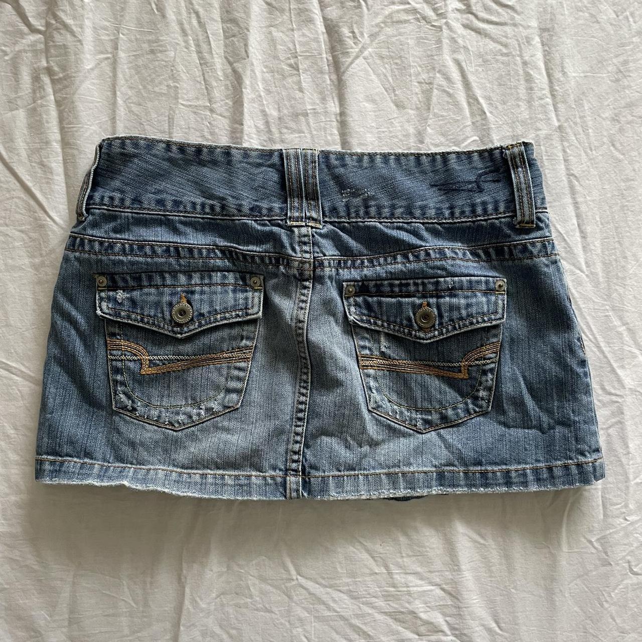 Cyber Y2k denim micro mini skirt. American eagle.... - Depop