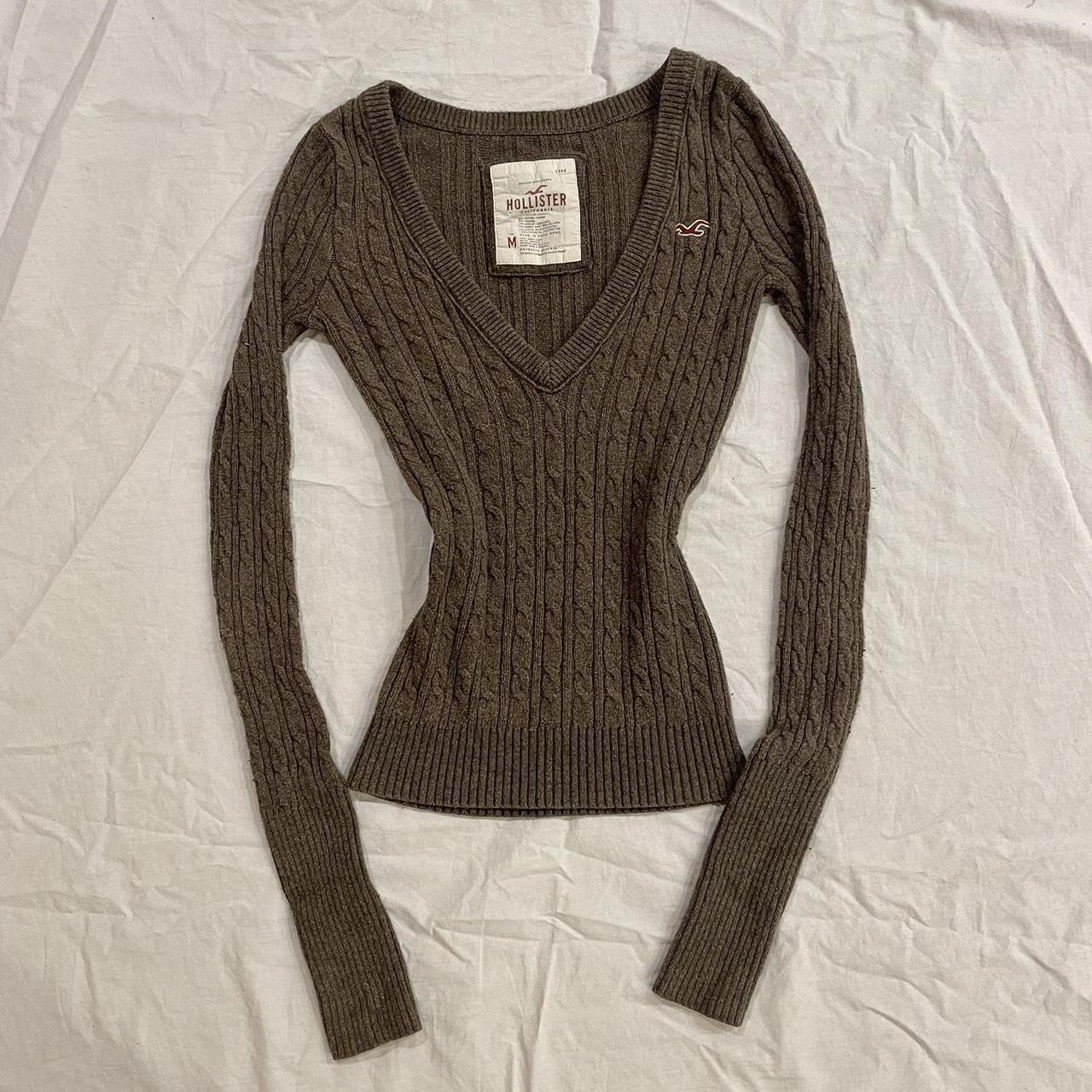 Bella swan brown sweater. Cable knit w deep v neck... - Depop